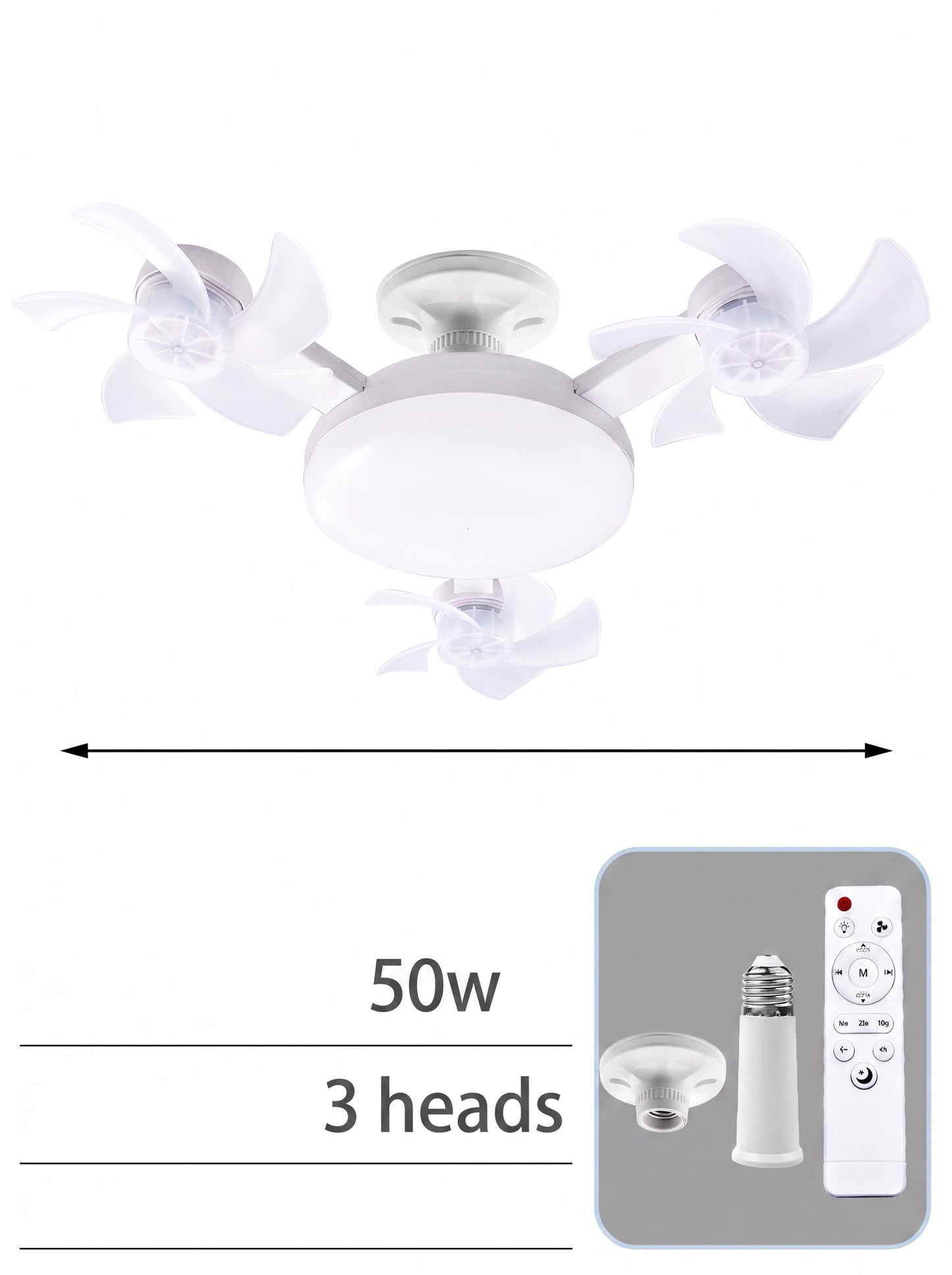 Ventilador de techo Zephrio con luz LED y control remoto