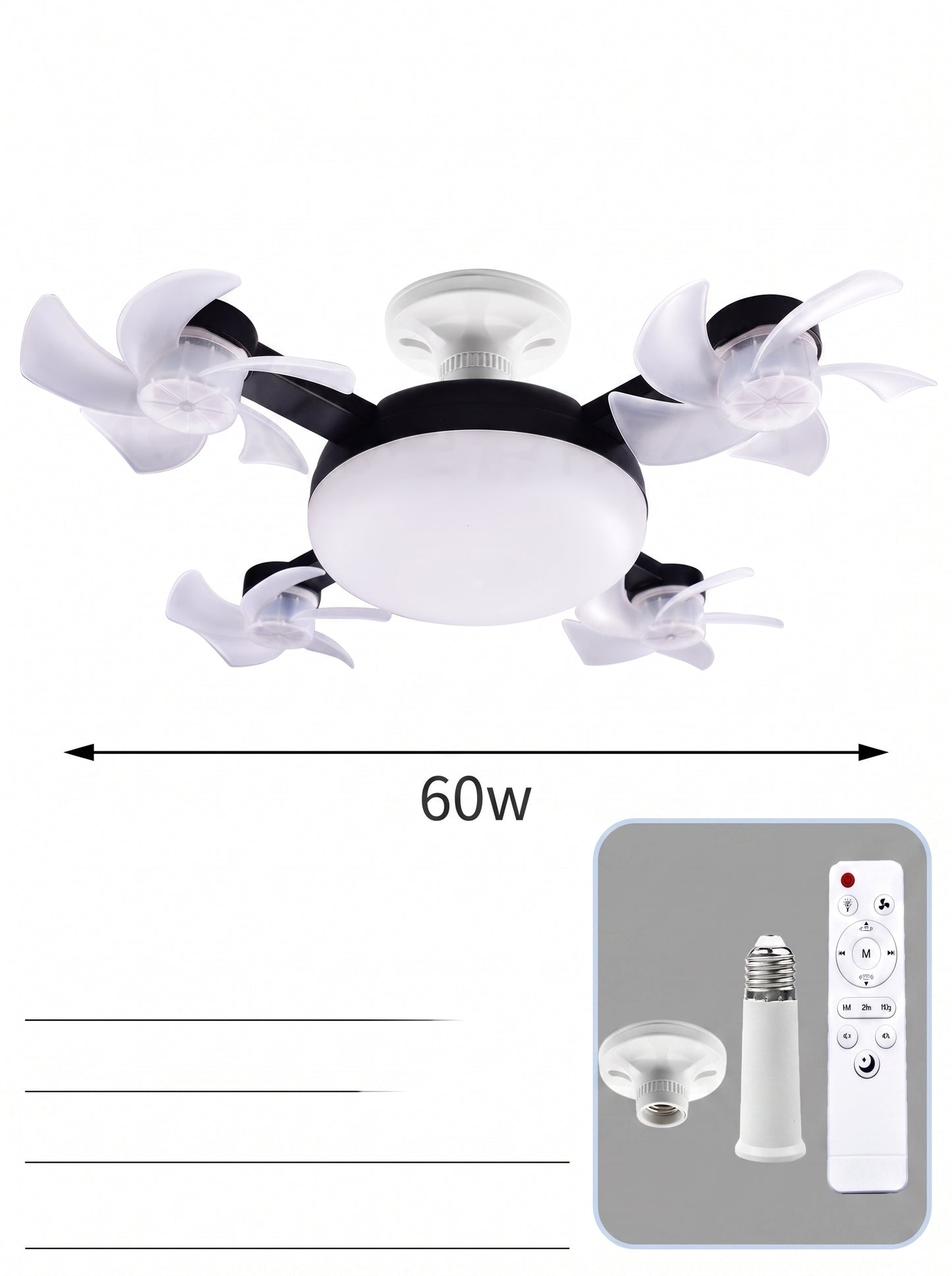 Ventilador de techo Zephrio con luz LED y control remoto